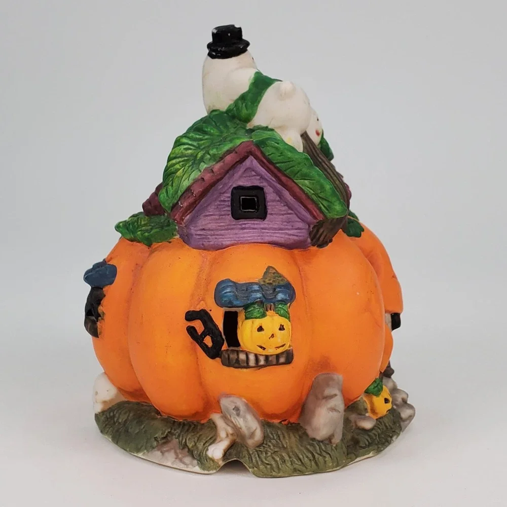 Halloween Pumpkin School House Ceramic Ghosts Jack-O-Lantern